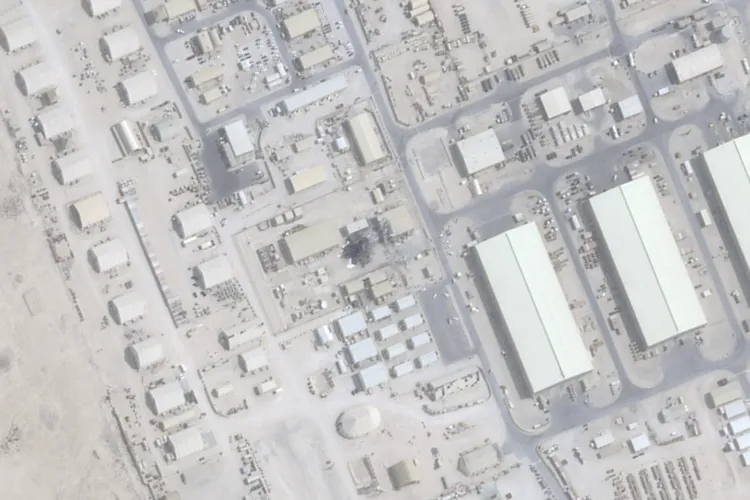 Satellite image showing damage after Iranian attack at Al Udeid Air Base outside Doha, Qatar, June 25, 2025