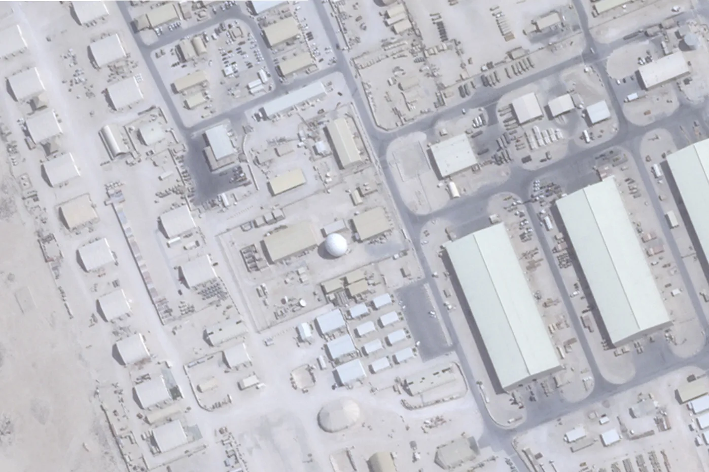 Satellite image of modernized enterprise terminal at Al Udeid Air Base outside Doha, Qatar, June 23, 2025